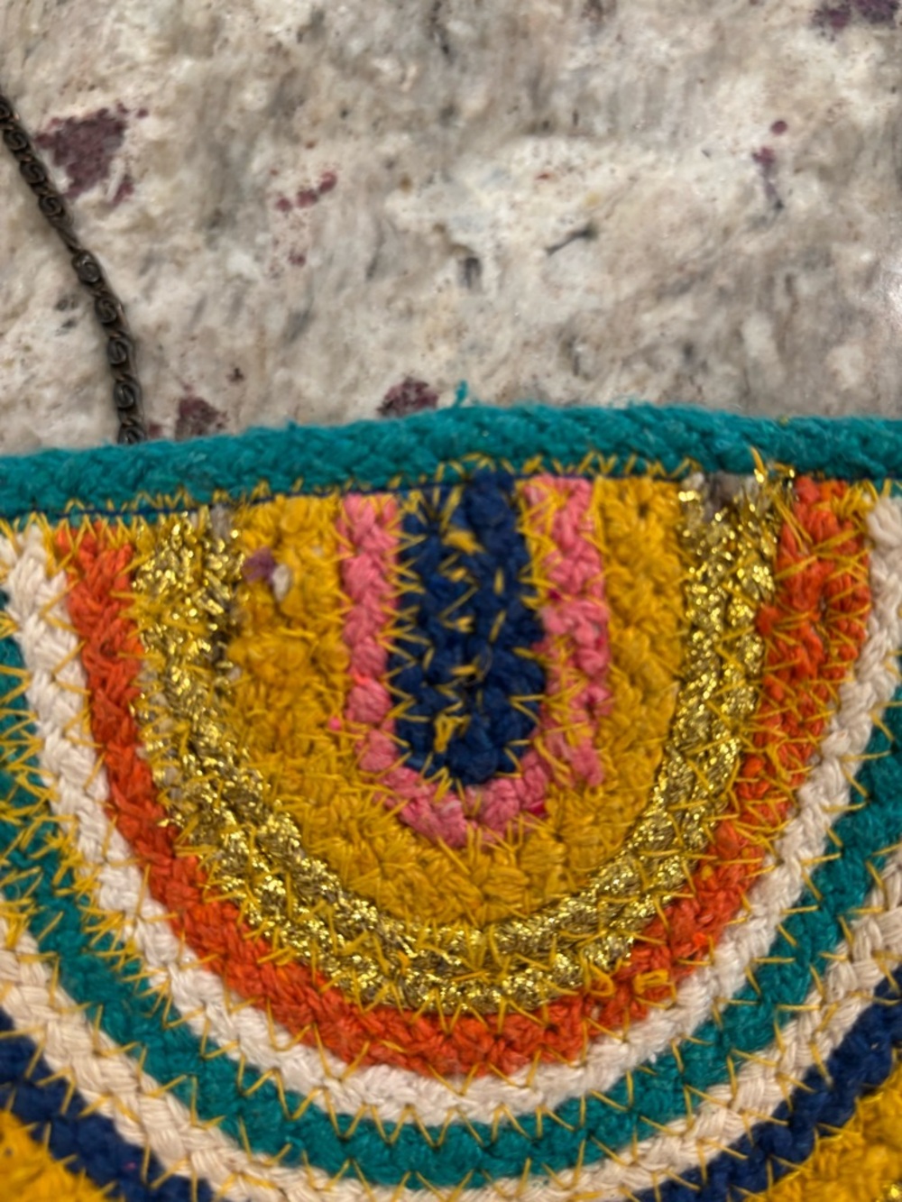 Paper Source Multicolor Handwoven Half-Moon Crossbody Bag - Picture 8 of 11